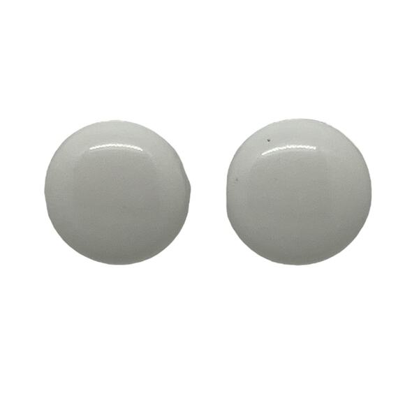 Vintage Trifari White Round Disc Clip-On Earrings - Picture 7 of 7